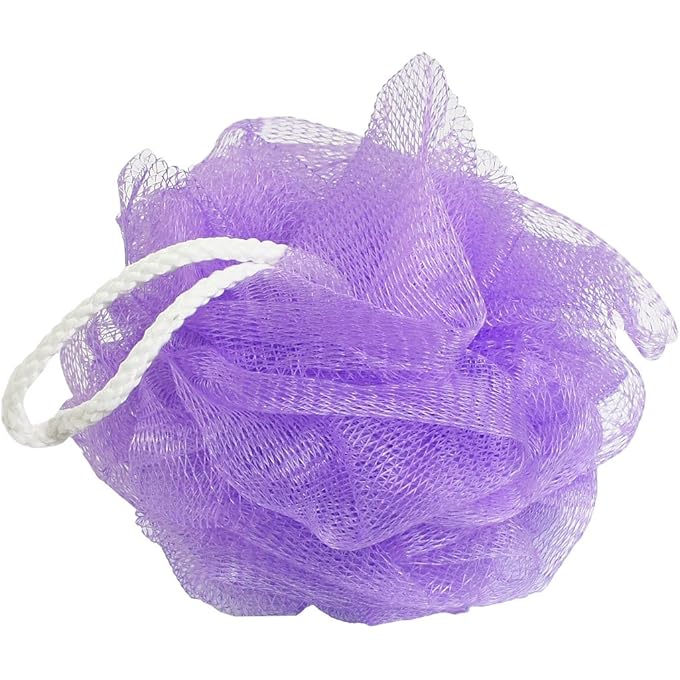 Ruilogod Bathroom Body Washing Scrubber Bath Ball Shower Pouf Purple - Image 1